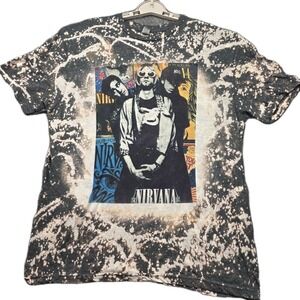 Nirvana Men's Graphic T-Shirt Bleach Splatter‎ Grunge Rock Band Large Black